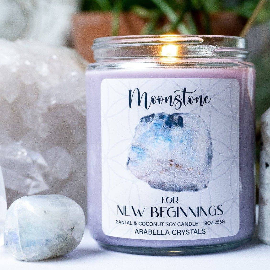 Moonstone Crystal Candle Jar