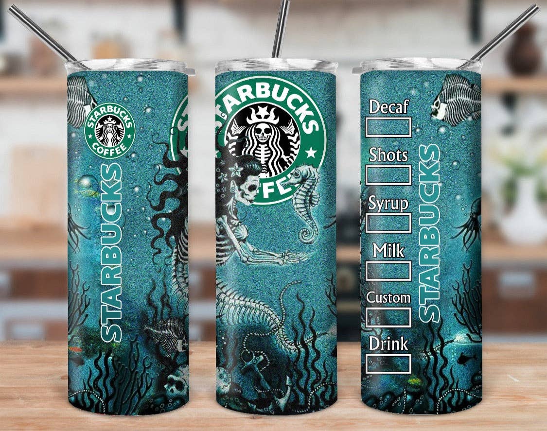 Starbucks Skeleton Mermaid-  Stainless Steel Sublimated