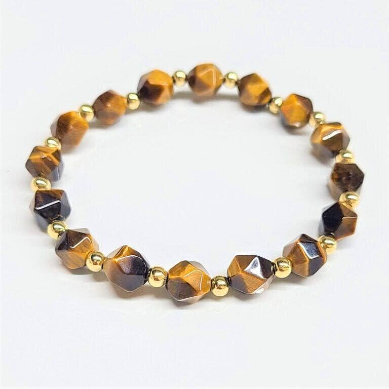 Tiger Eye Faceted Beaded Bracelets 8mm