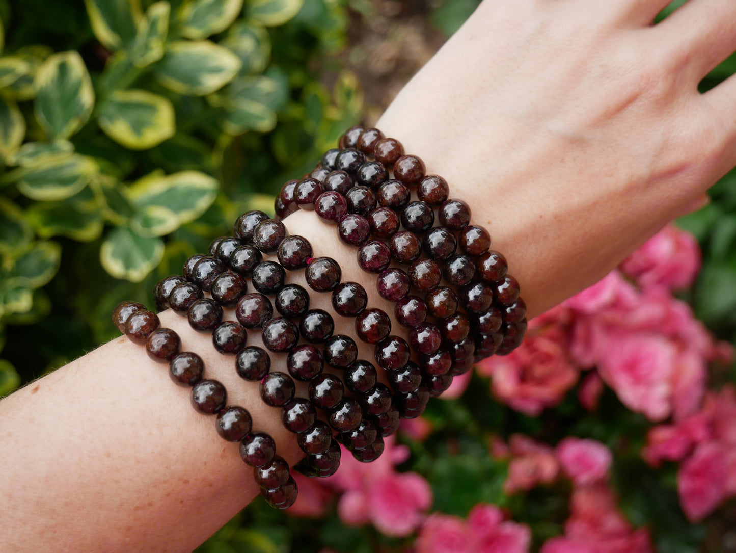 Garnet Beaded Bracelets 8mm