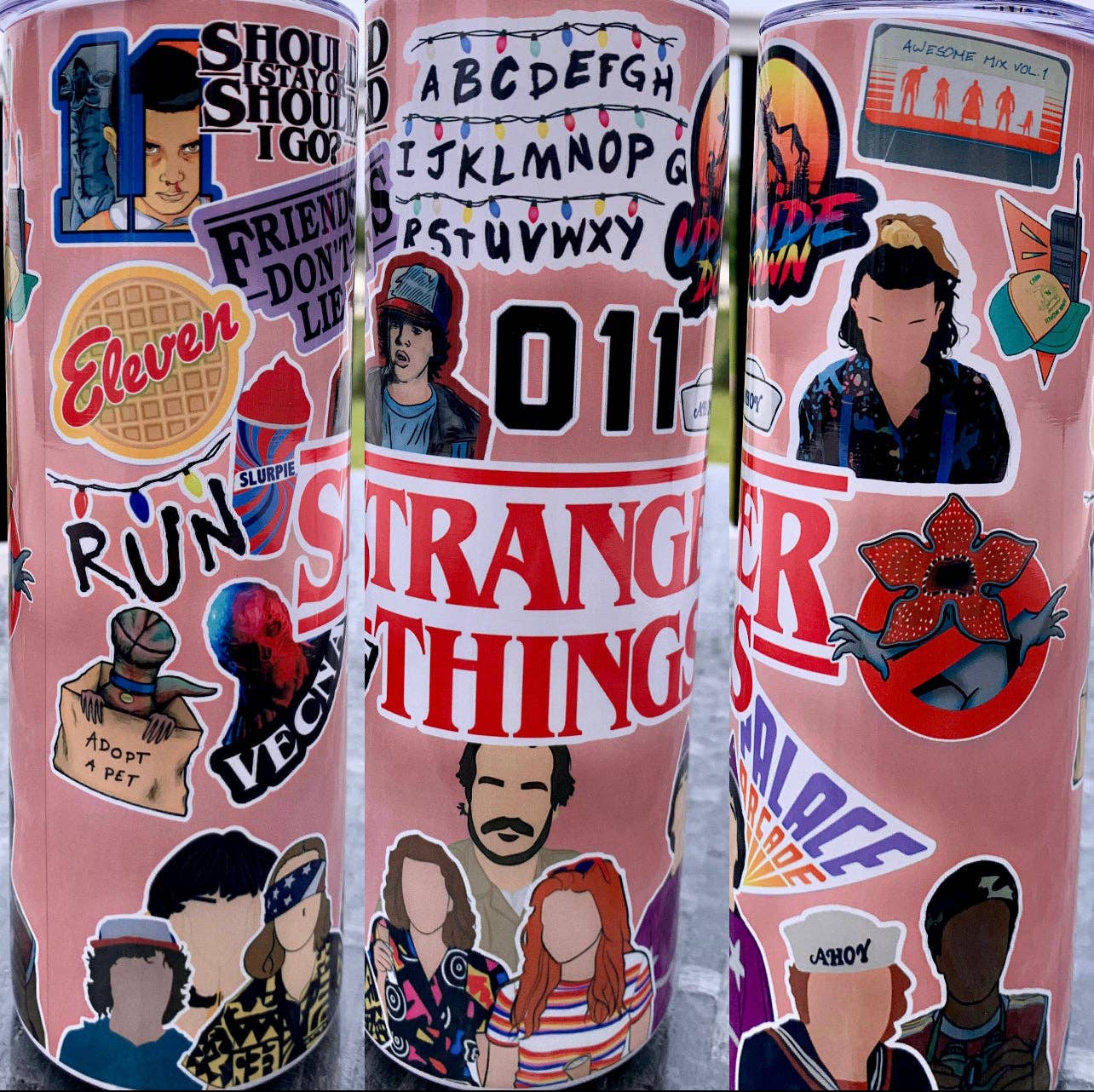 Stranger Things Collage Pink- Stainless Steel Sublimate