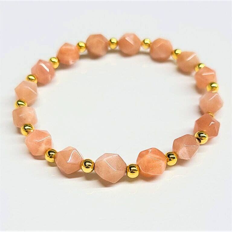 Sunstone Faceted Beaded Bracelet 8mm