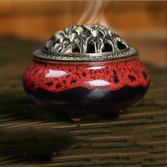 Red Incense Cone Burner 3" Bowl