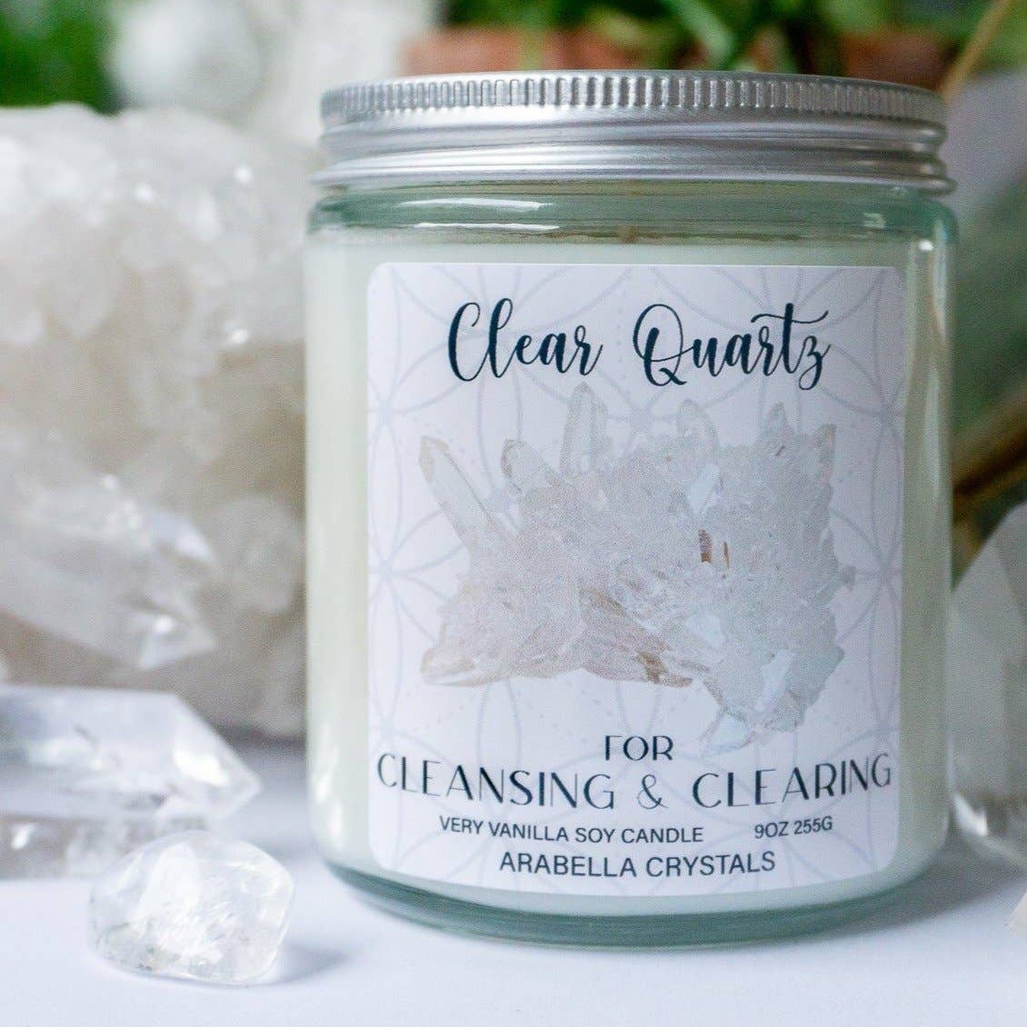 Clear Quartz Crystal Candle Jar