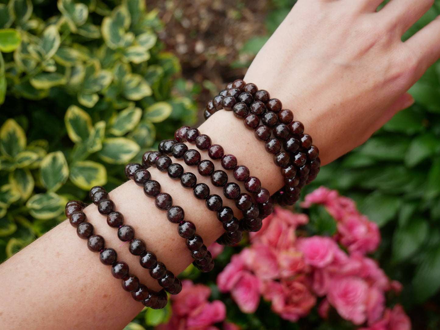 Garnet Beaded Bracelets 8mm