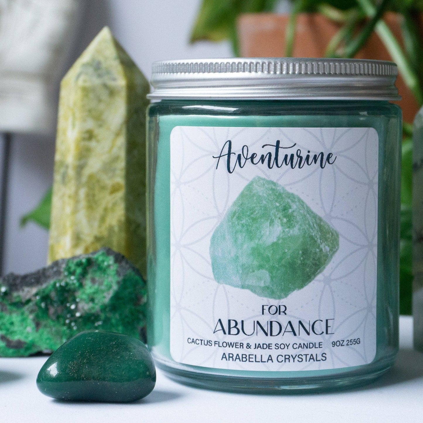 Aventurine Crystal Candle Jar