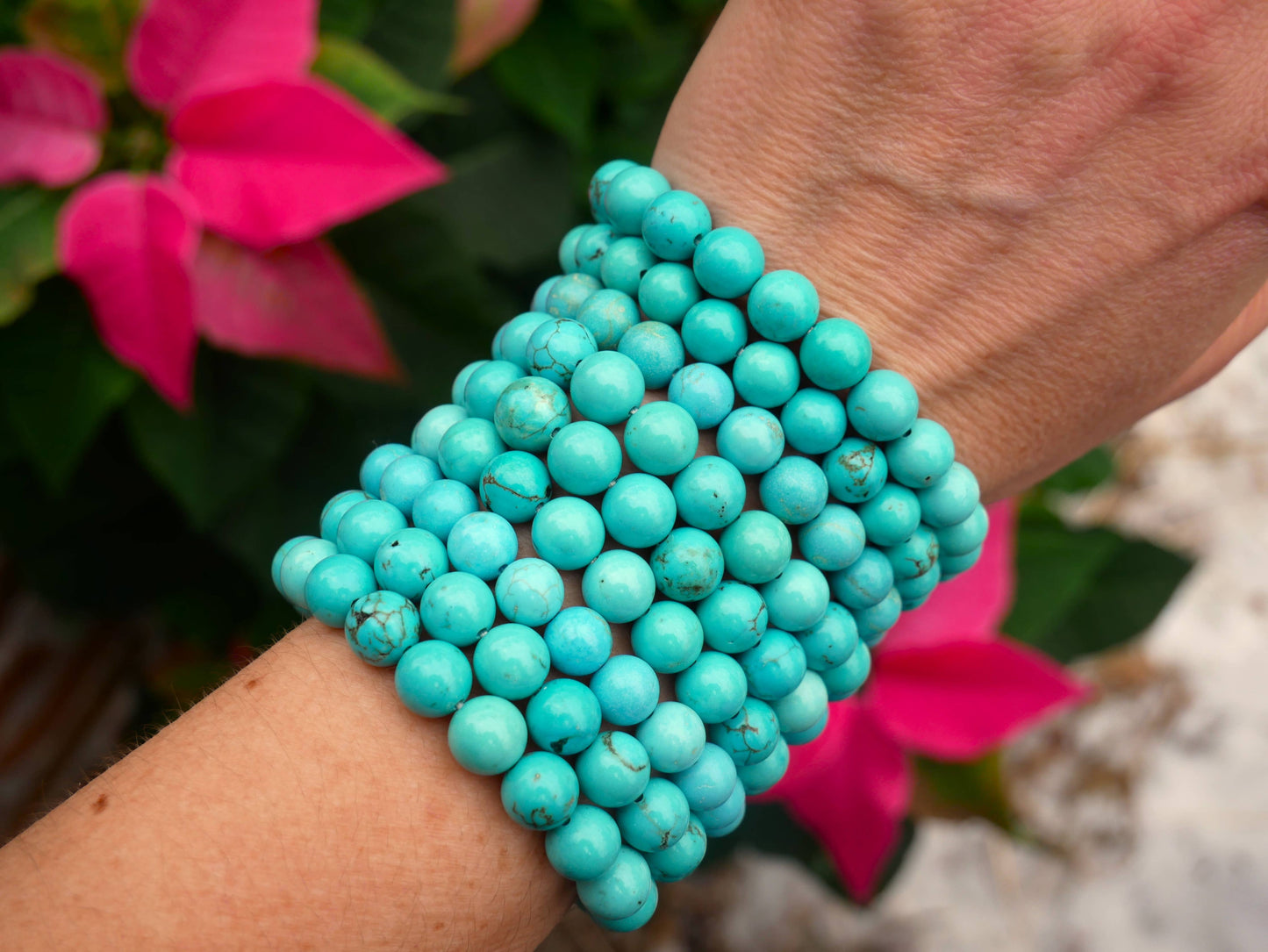 Blue Howlite Beaded Bracelet 8mm