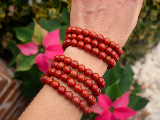 Red Jasper Beaded Bracelets 8mm