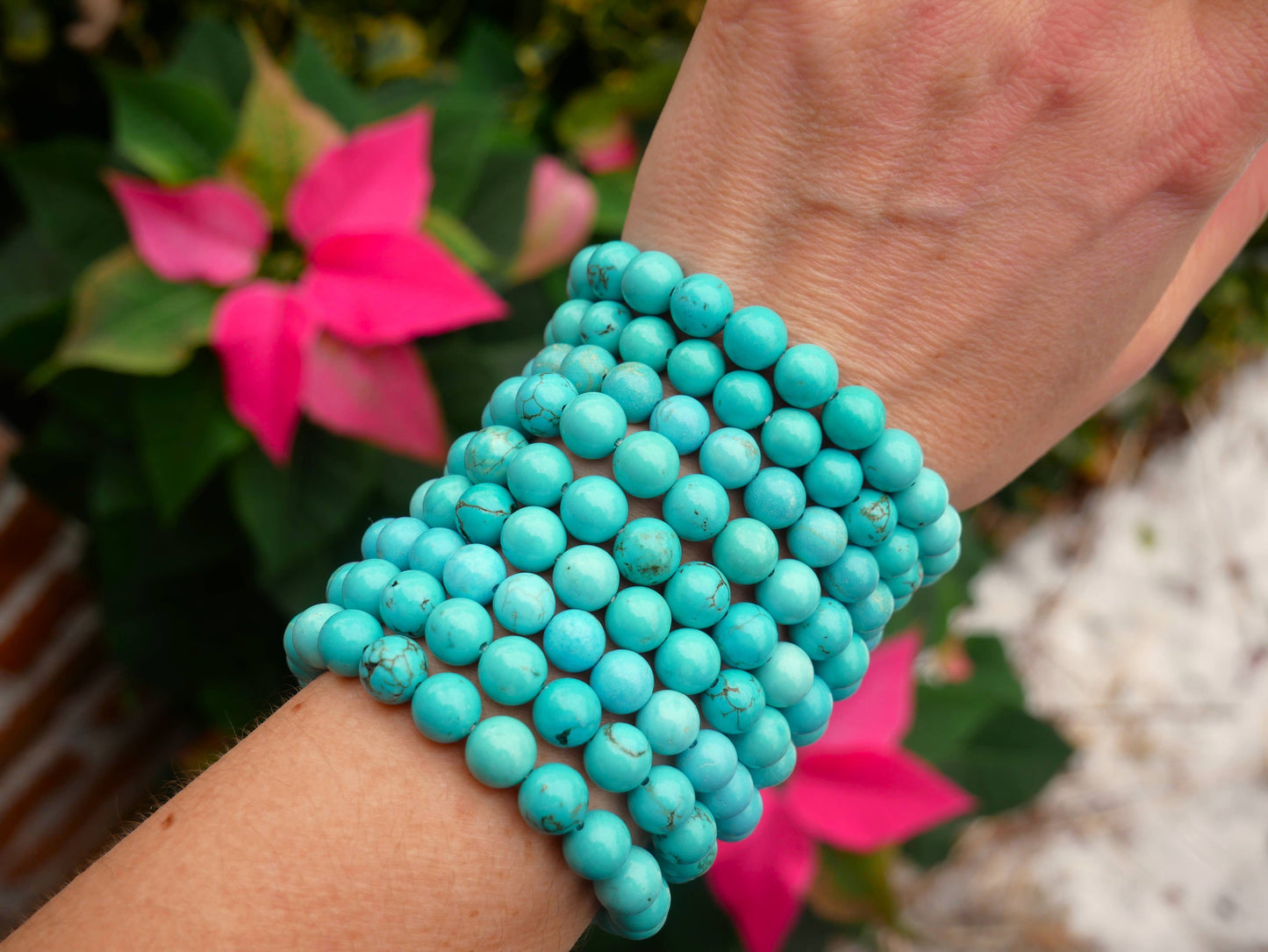 Blue Howlite Beaded Bracelet 8mm