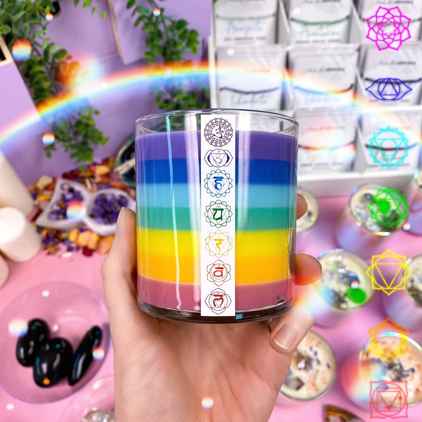 Layered Chakra Candle Jar