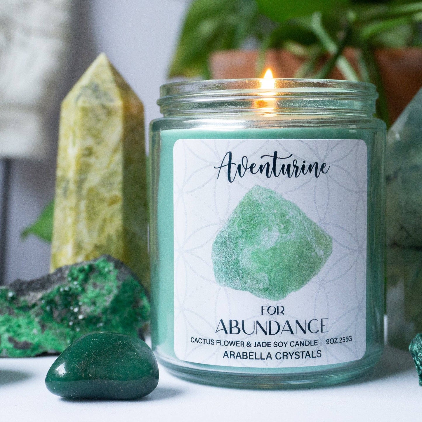 Aventurine Crystal Candle Jar