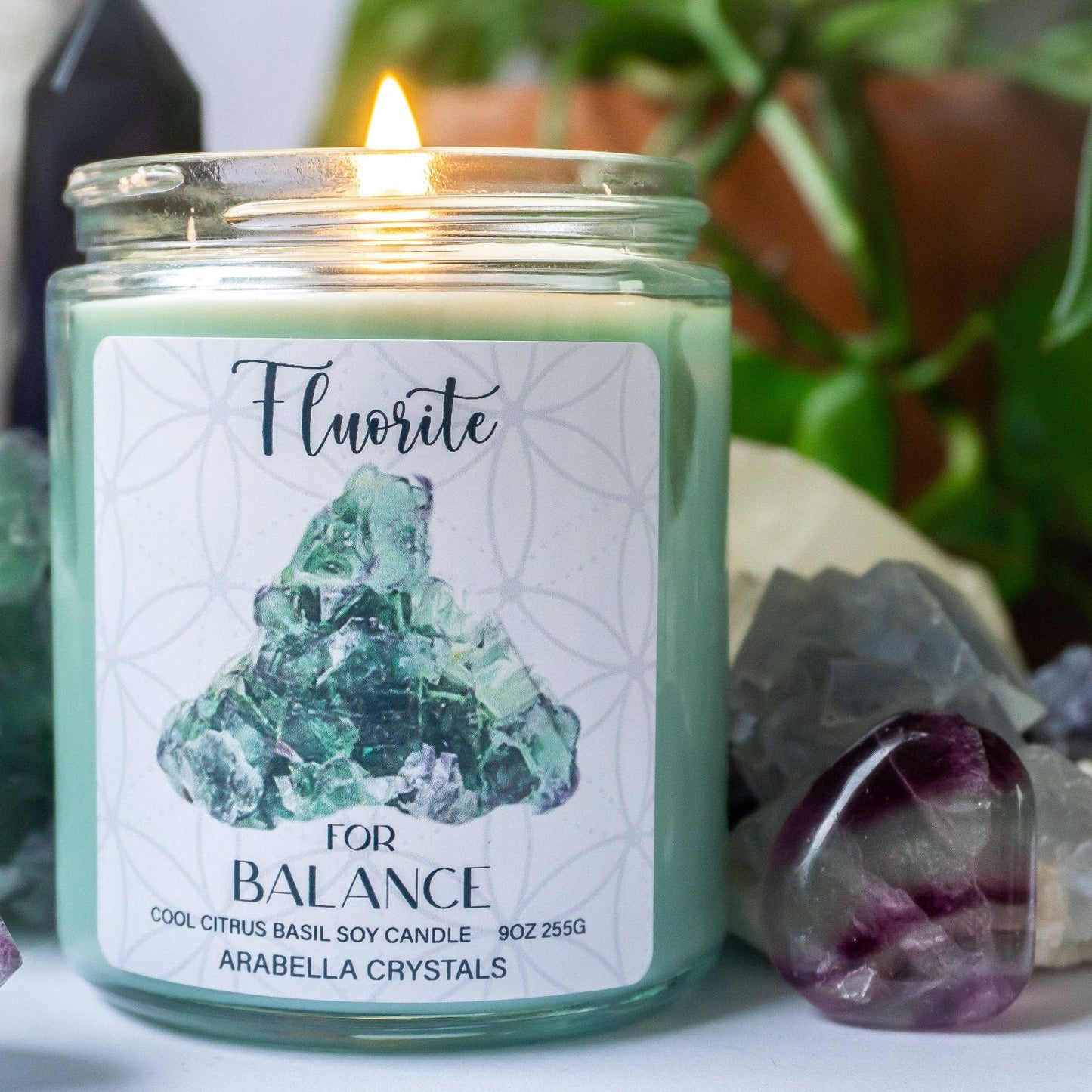 Fluorite Crystal Candle Jar