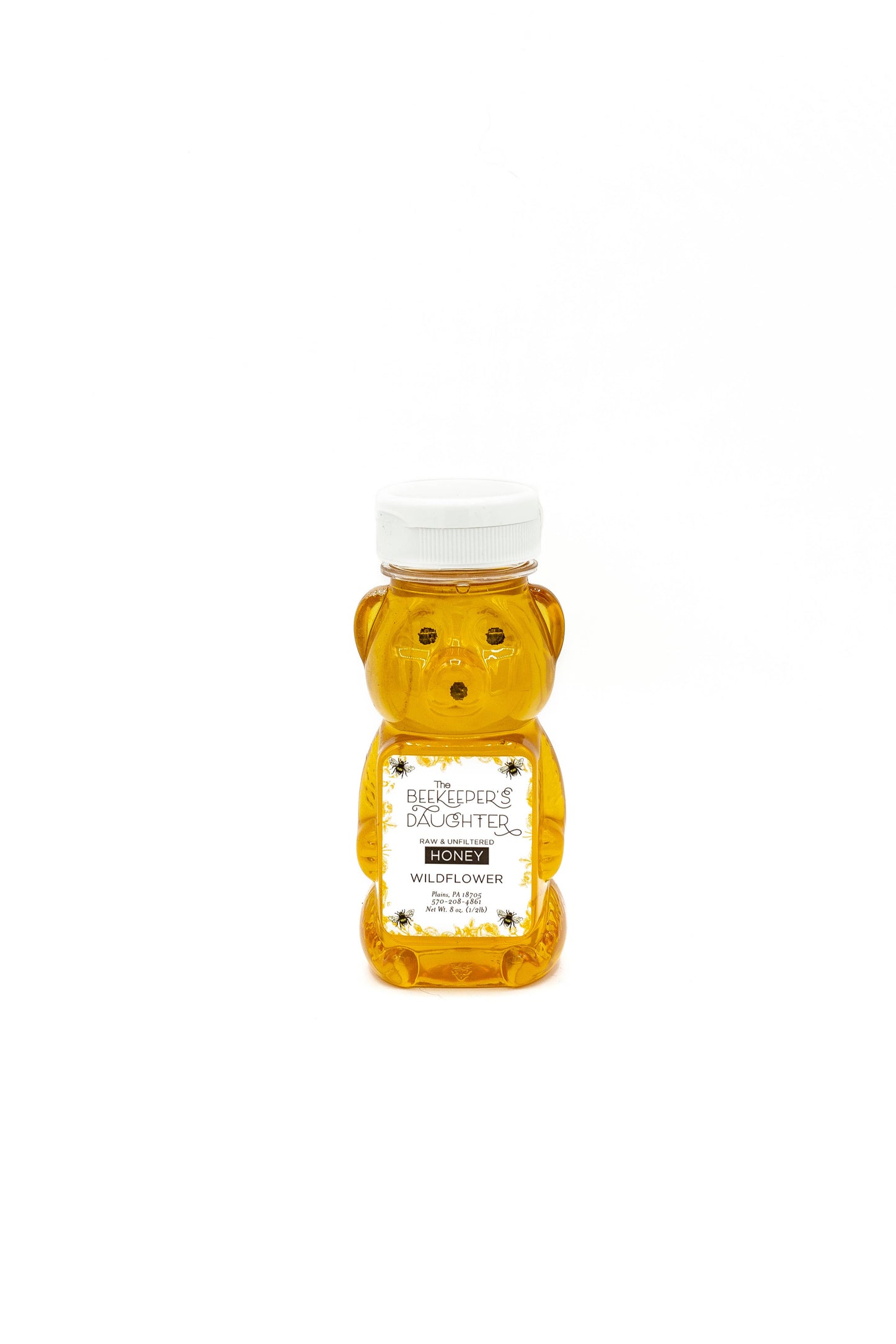 8oz Honey  Bear - Raw Wildflower Honey