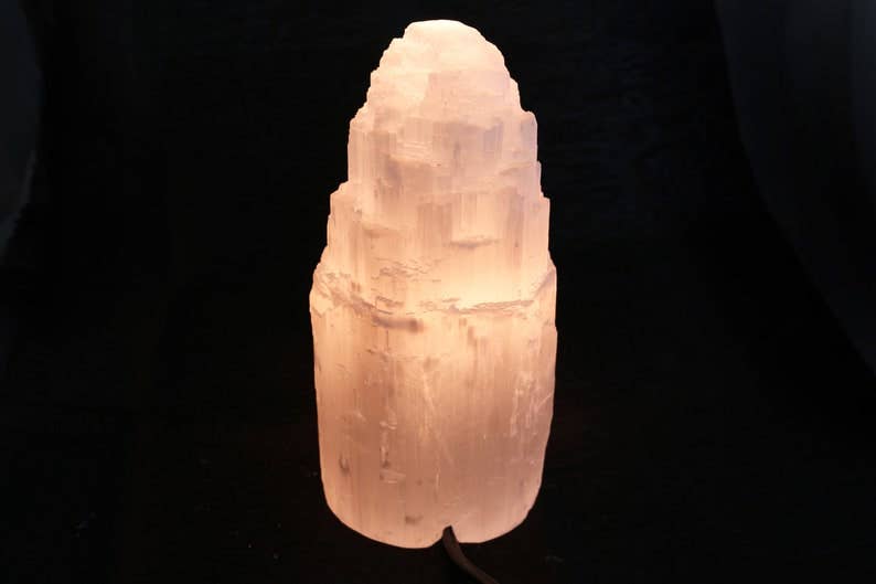 8 Inch Selenite Tower Skyscraper Crystal Lamp