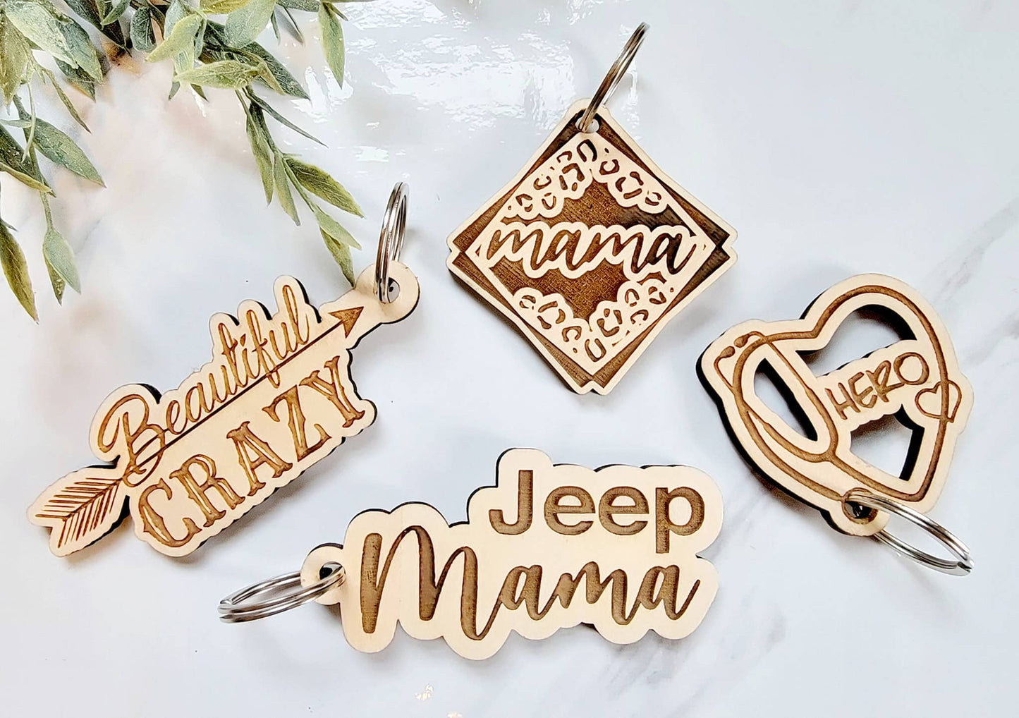 Wood Mama, Hero, Jeep Mama, Beautiful Crazy Keychain