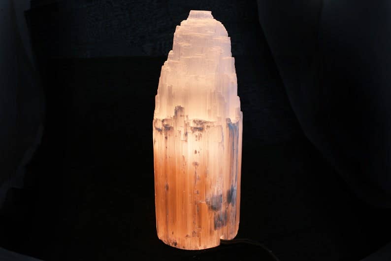 10 Inch Selenite Tower Skyscraper Crystal Lamp