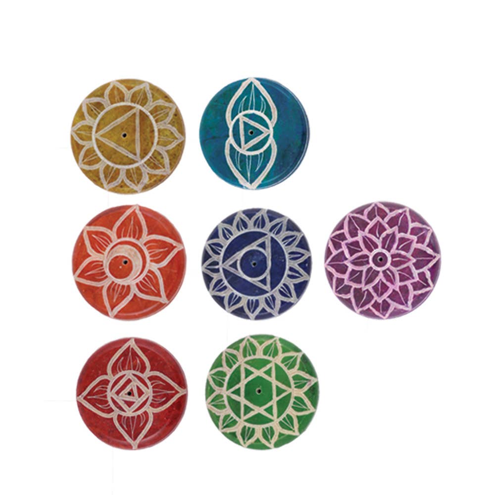 Set of 7 Chakras Round Hand Painted Incense Burners