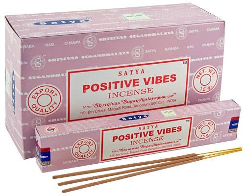 Positive Vibes Satya Incense Sticks 1 Dozen 15 Gram Packs