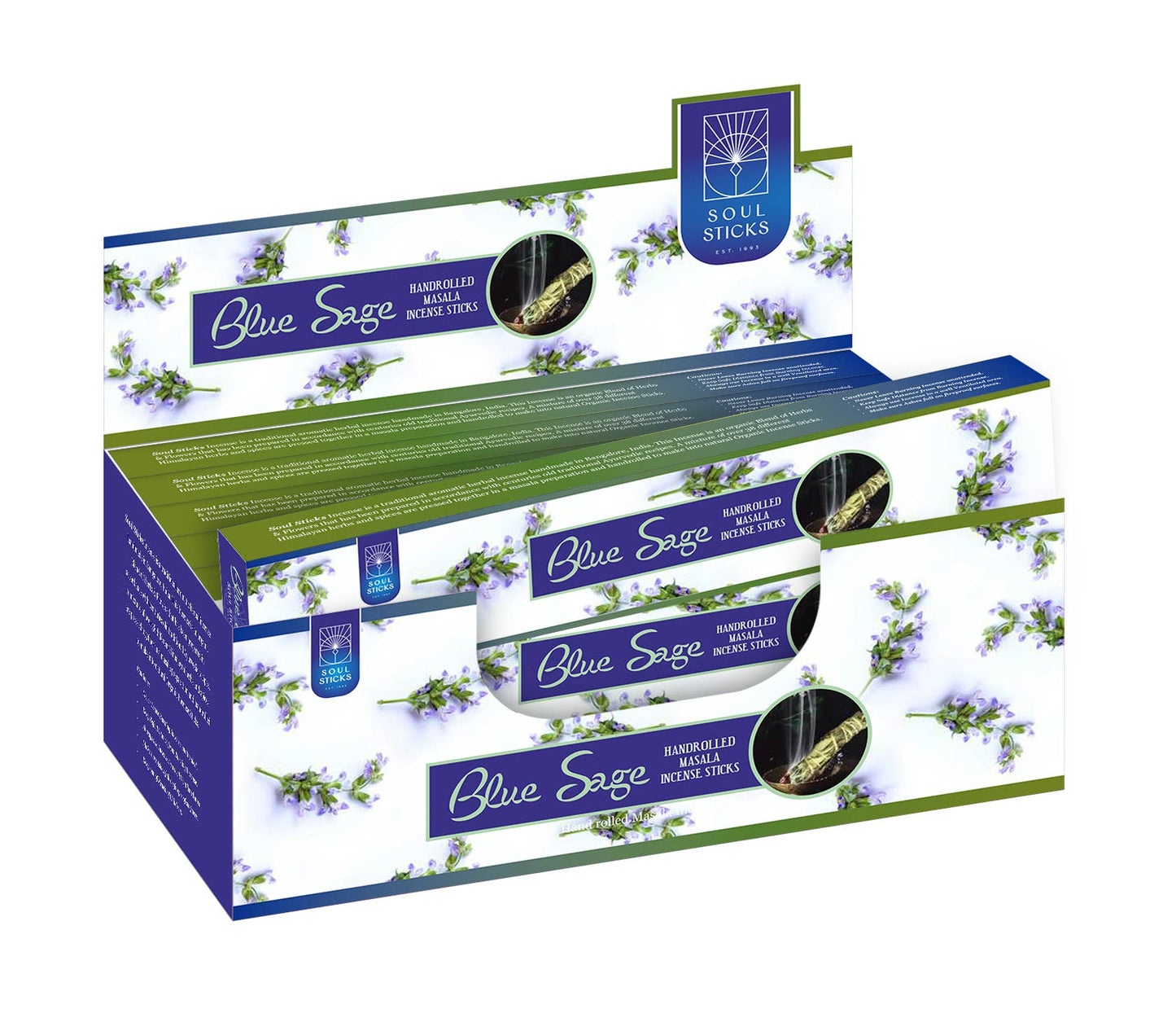 Soul Sticks Blue Sage 12 Pack Natural Incense Sticks