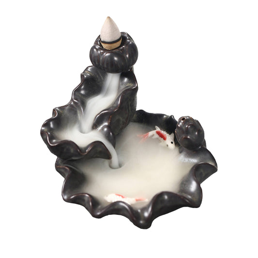 Coi Pond Ceramic Backflow Incense Cone and Stick Burner