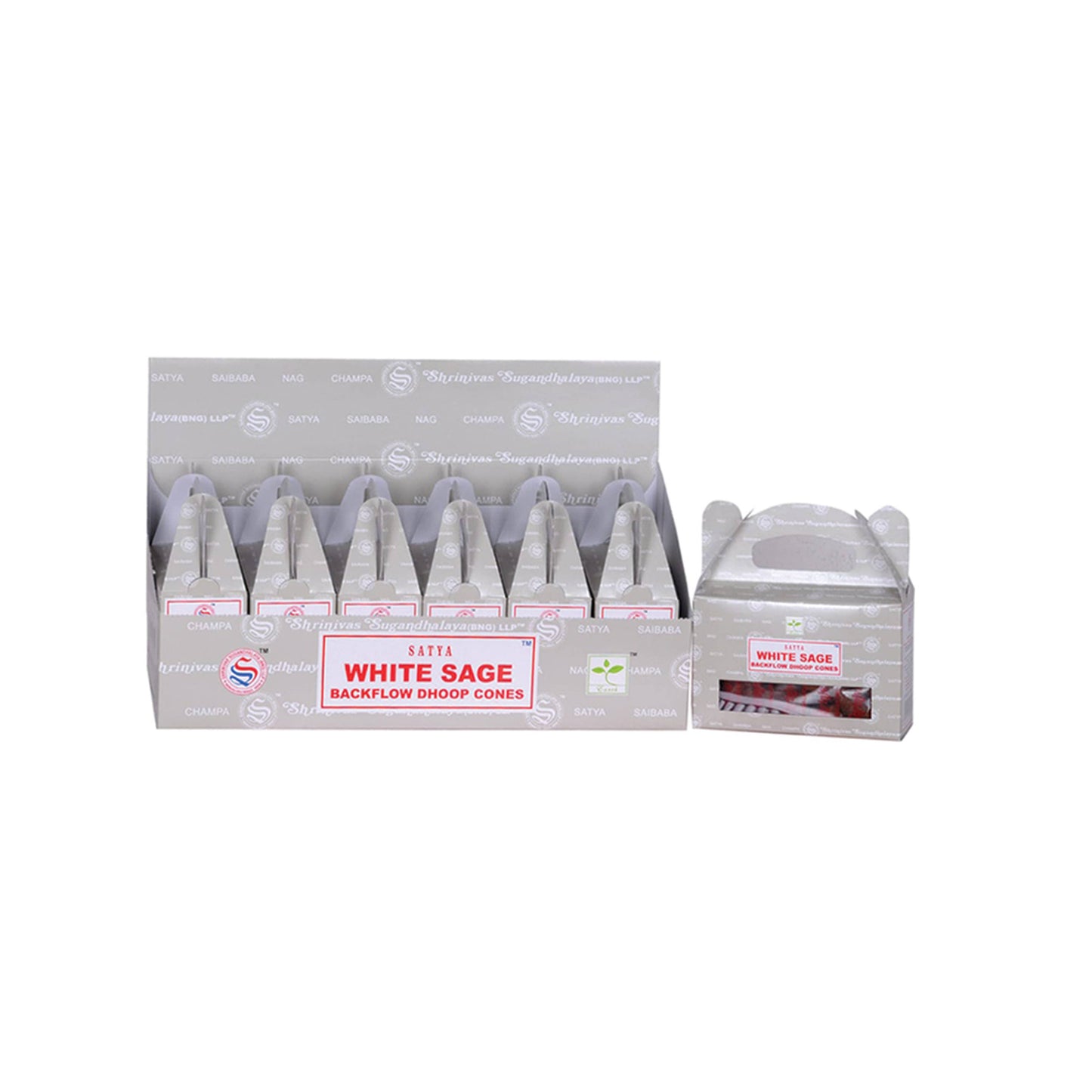 White Sage Satya Backflow Incense Cones Case