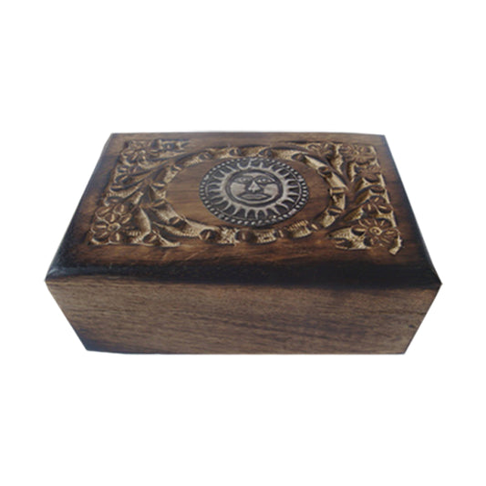 Sun Carved Wooden Jewelry Box