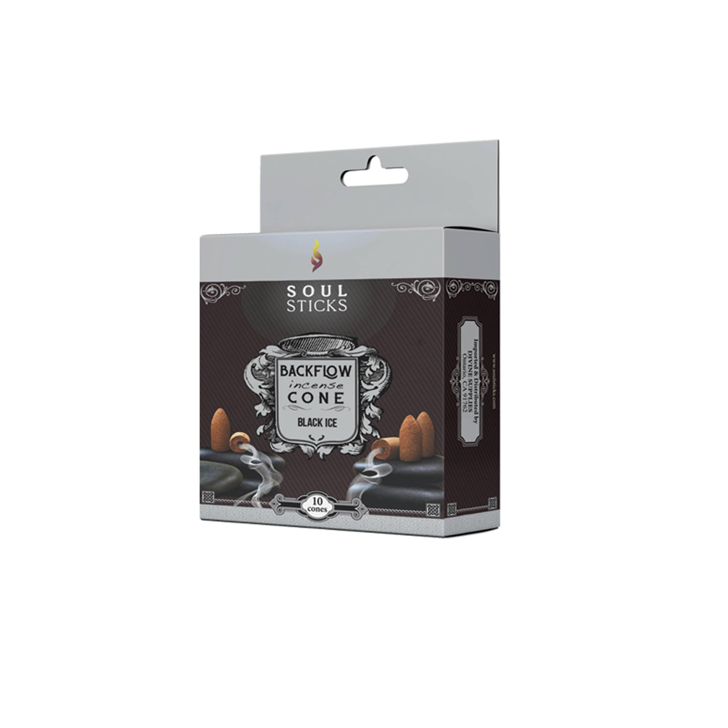 Black Ice Soul Sticks Backflow Incense Cones Box of 10