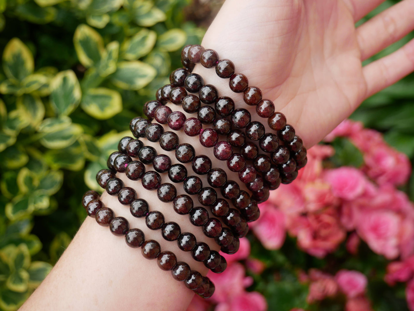 Garnet Beaded Bracelets 8mm